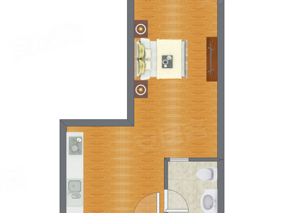 1室0厅 54.91平米户型图