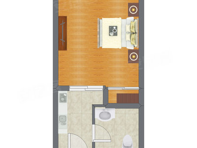 1室0厅 43.61平米户型图