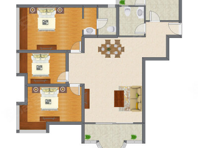 3室2厅 125.50平米户型图