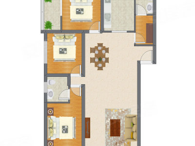 3室2厅 123.33平米户型图
