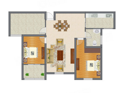 2室2厅 83.53平米