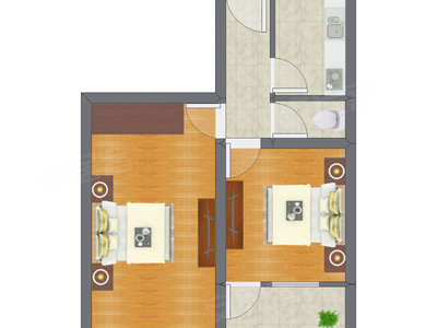 2室0厅 57.57平米户型图