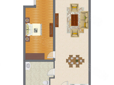 1室2厅 79.00平米户型图