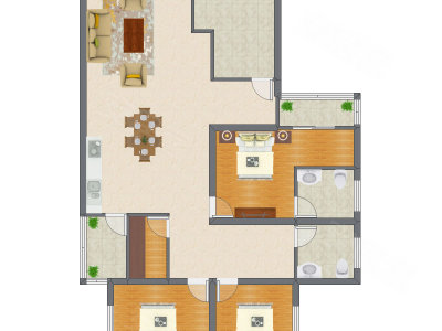 3室2厅 128.55平米