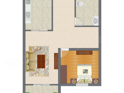1室1厅 61.31平米户型图