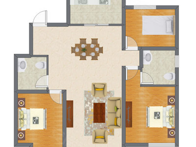 3室2厅 126.74平米
