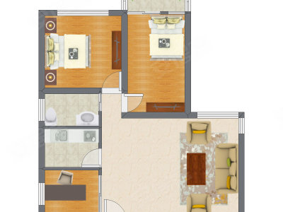 3室1厅 83.85平米