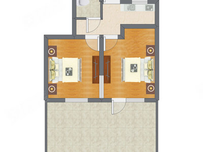 2室1厅 41.00平米户型图
