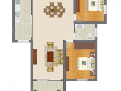 2室2厅 70.65平米户型图