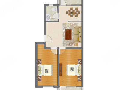 2室2厅 76.57平米
