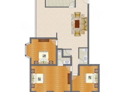 3室1厅 110.98平米