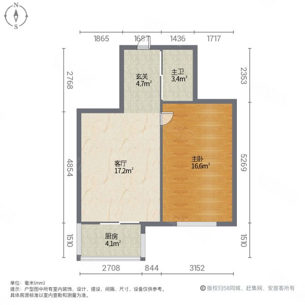 丽水名都1室1厅1卫46.58㎡南北30万