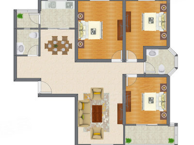 3室2厅 142.86平米户型图
