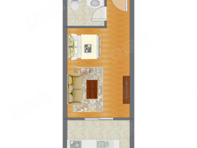 1室0厅 41.29平米户型图