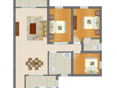 3室2厅 92.98平米户型图