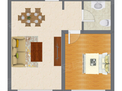 1室1厅 48.04平米户型图