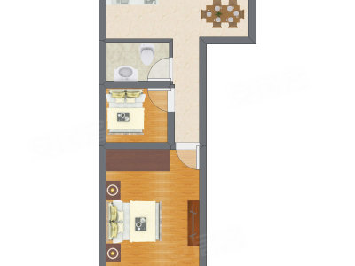 2室1厅 30.34平米