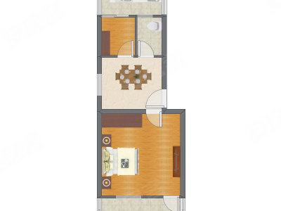 1室1厅 58.30平米户型图
