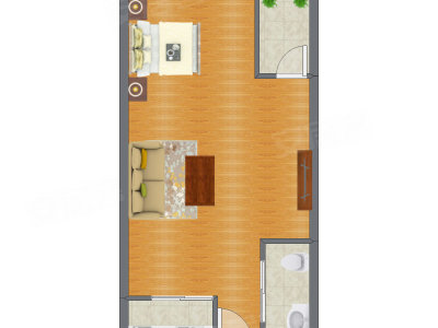 1室0厅 58.79平米户型图