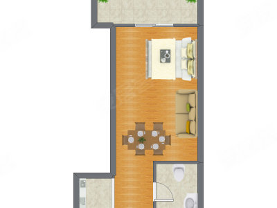 1室2厅 41.00平米