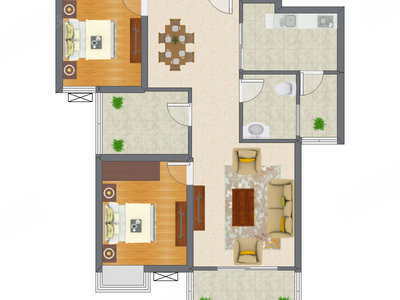 2室2厅 99.13平米