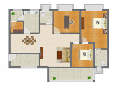 2室1厅 94.99平米户型图