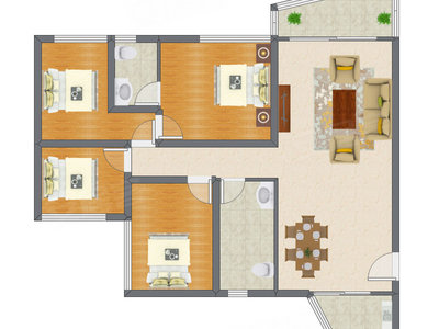 4室2厅 121.61平米