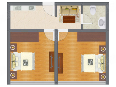 2室1厅 65.98平米