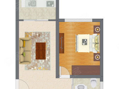 1室1厅 59.00平米户型图