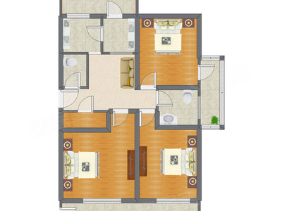 3室1厅 90.30平米