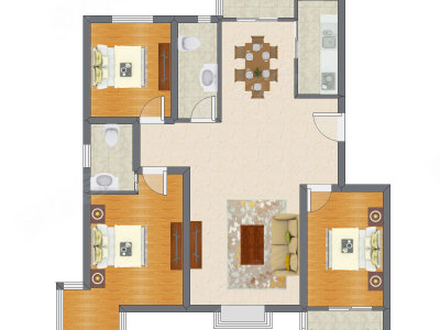 3室2厅 128.31平米