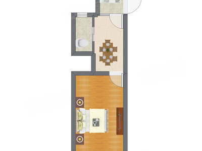 1室1厅 32.35平米户型图