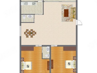 2室2厅 172.00平米户型图