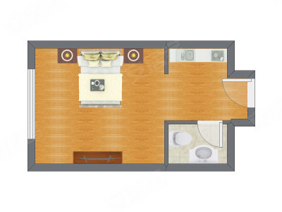 1室0厅 36.32平米户型图