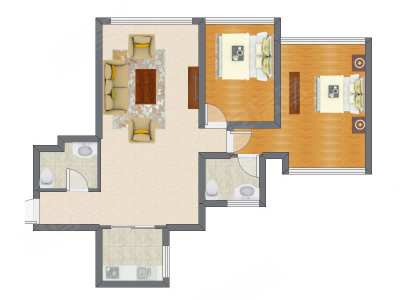 2室1厅 87.80平米户型图