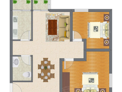 2室2厅 92.93平米户型图