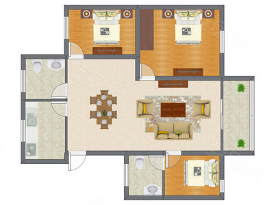 3室2厅 106.00平米户型图