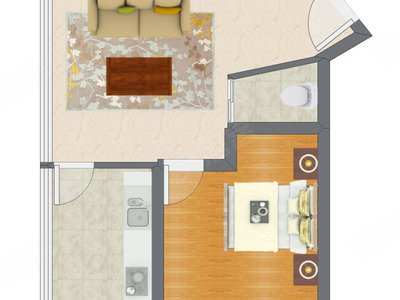 1室1厅 59.05平米户型图