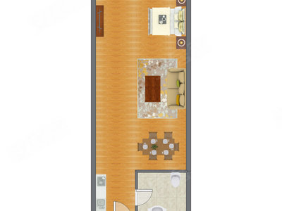 1室0厅 62.15平米户型图