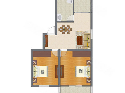 2室2厅 76.83平米