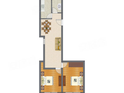 2室2厅 87.69平米