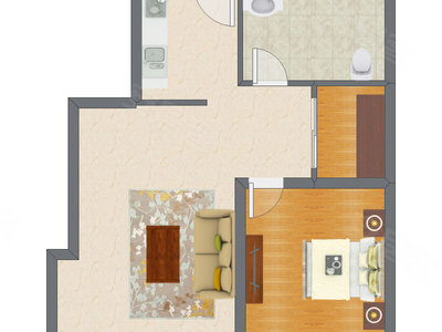 1室1厅 92.13平米户型图