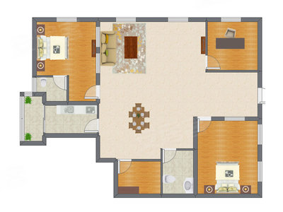 3室2厅 231.97平米户型图