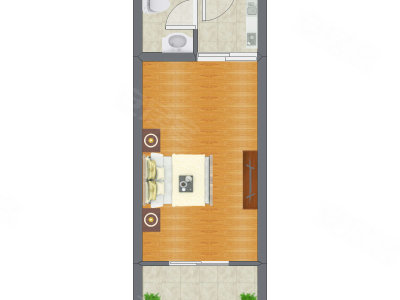 1室0厅 34.41平米户型图