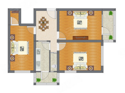 3室1厅 80.40平米