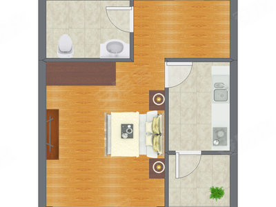 1室0厅 30.62平米户型图