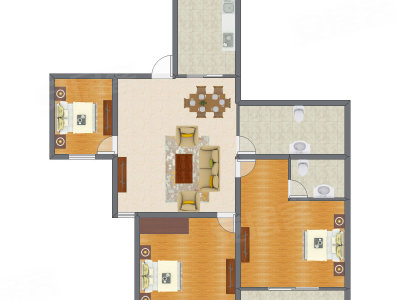 3室2厅 110.68平米户型图