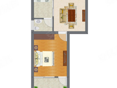1室1厅 29.18平米户型图