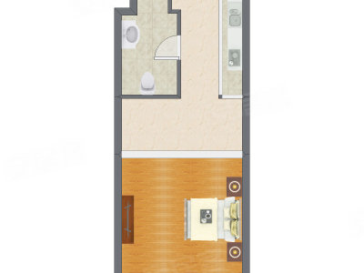 1室2厅 45.00平米户型图