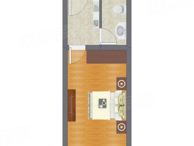 1室0厅 34.88平米户型图